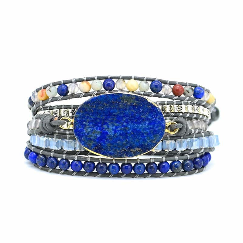 Bracelet tressé en pierre de lapis-lazuli naturelle