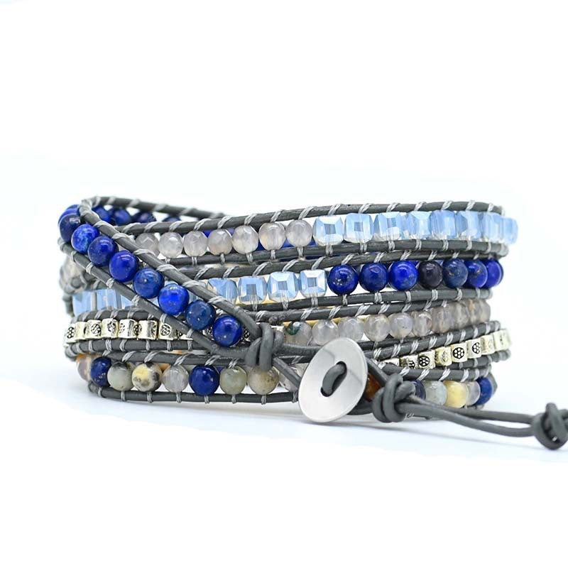 Bracelet tressé en pierre de lapis-lazuli naturelle