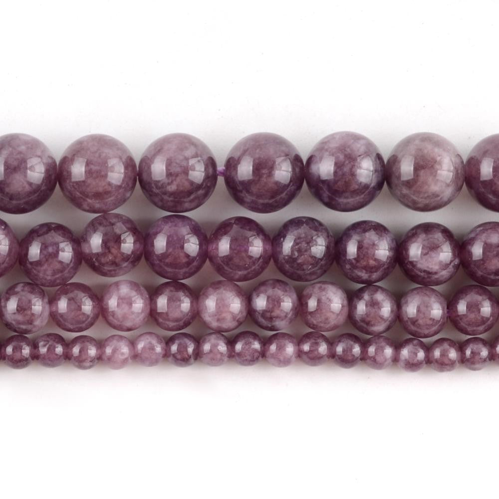 Perles rondes en pierre de lépidolite naturelle pour la fabrication de bijoux