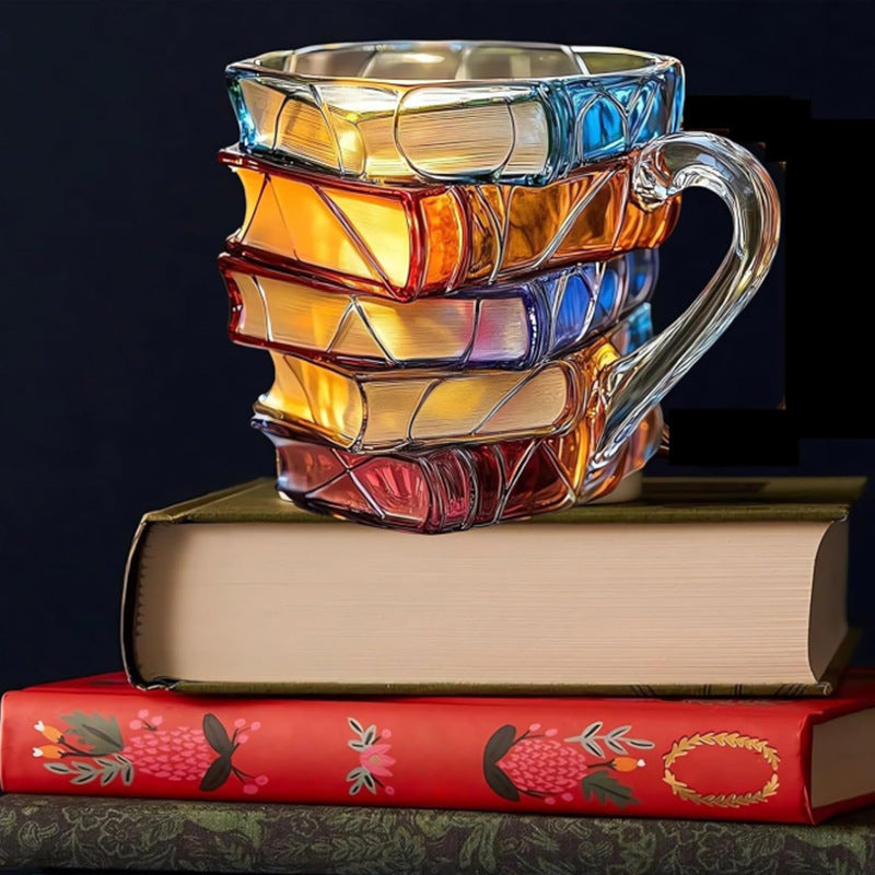Tasse à café peinte forme livre