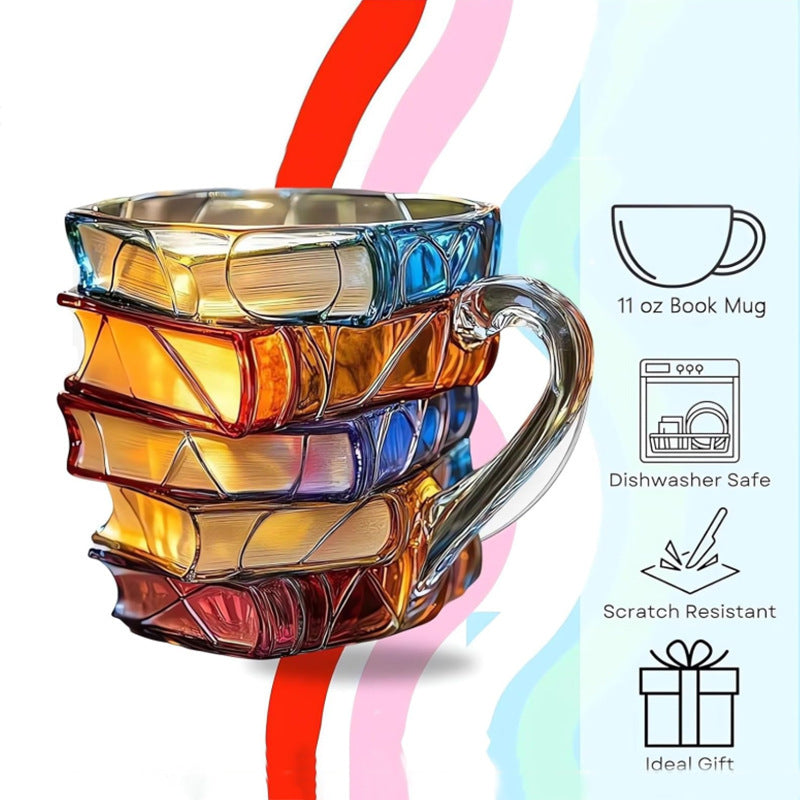 Tasse à café peinte forme livre