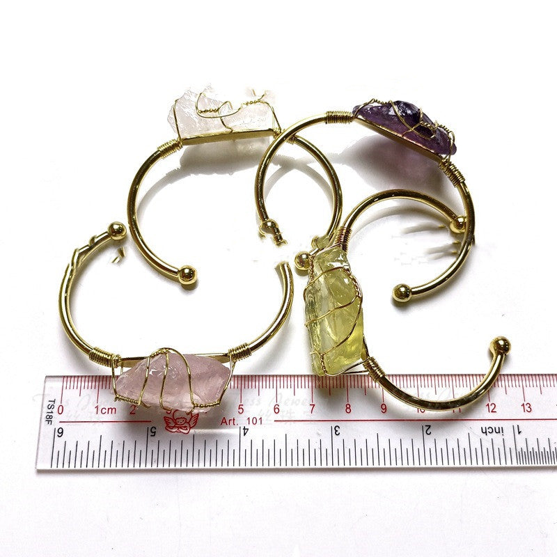 Bracelet en cristal brut doré pierre brute