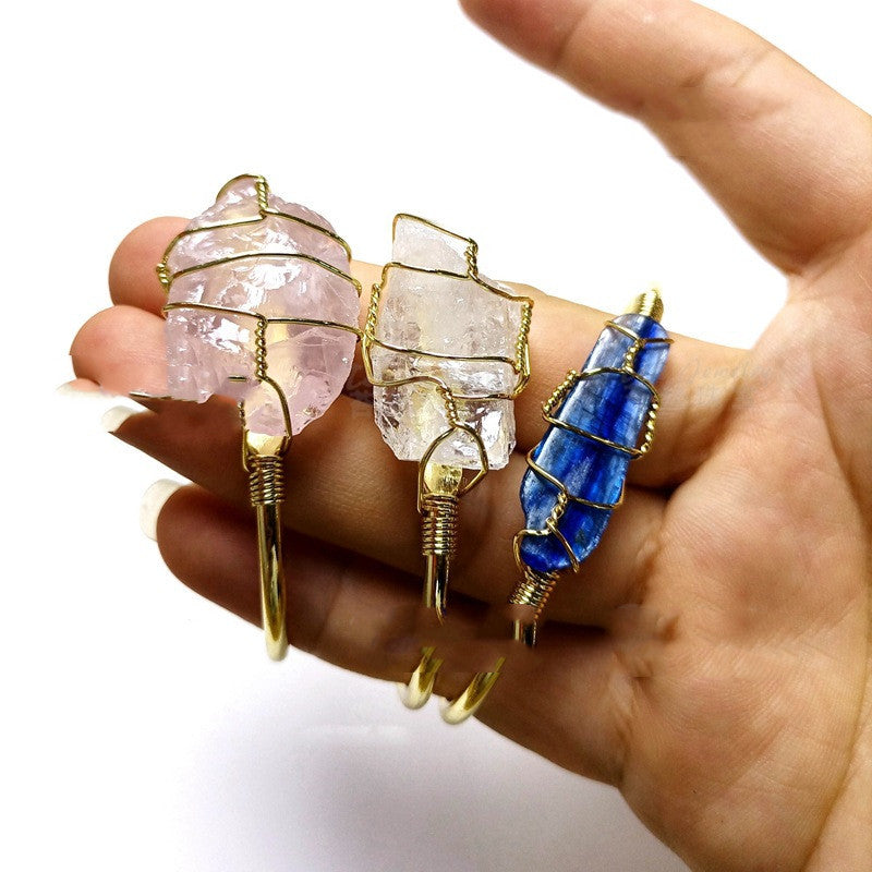 Bracelet en cristal brut doré pierre brute