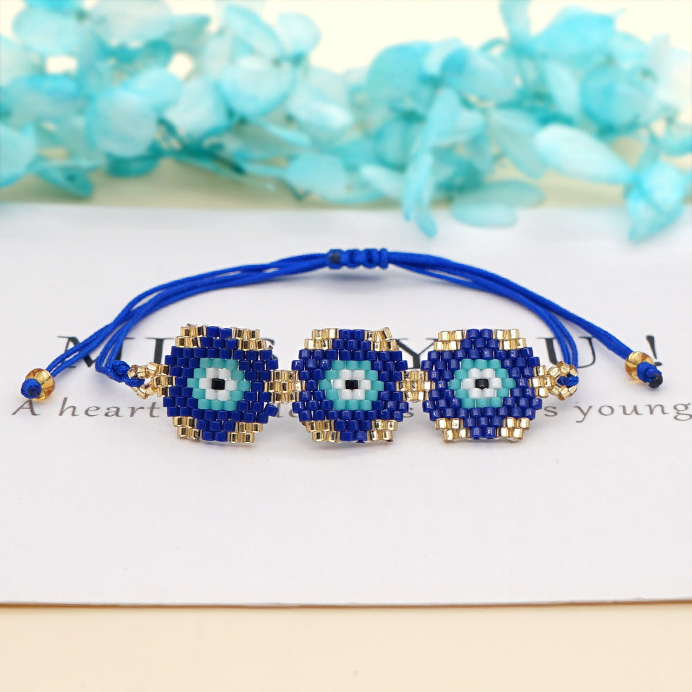 Bracelet de perles yeux du diable tissé à la main