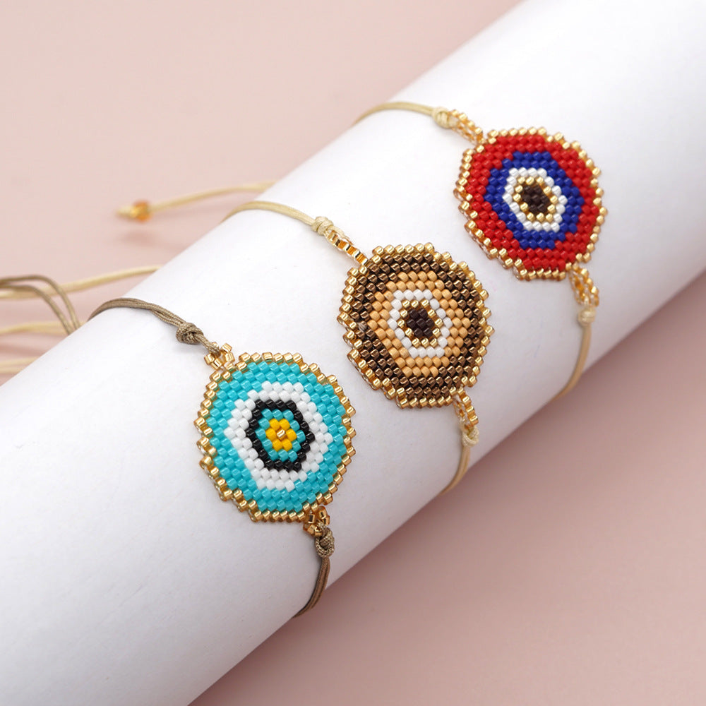 Bracelet de perles yeux du diable tissé à la main