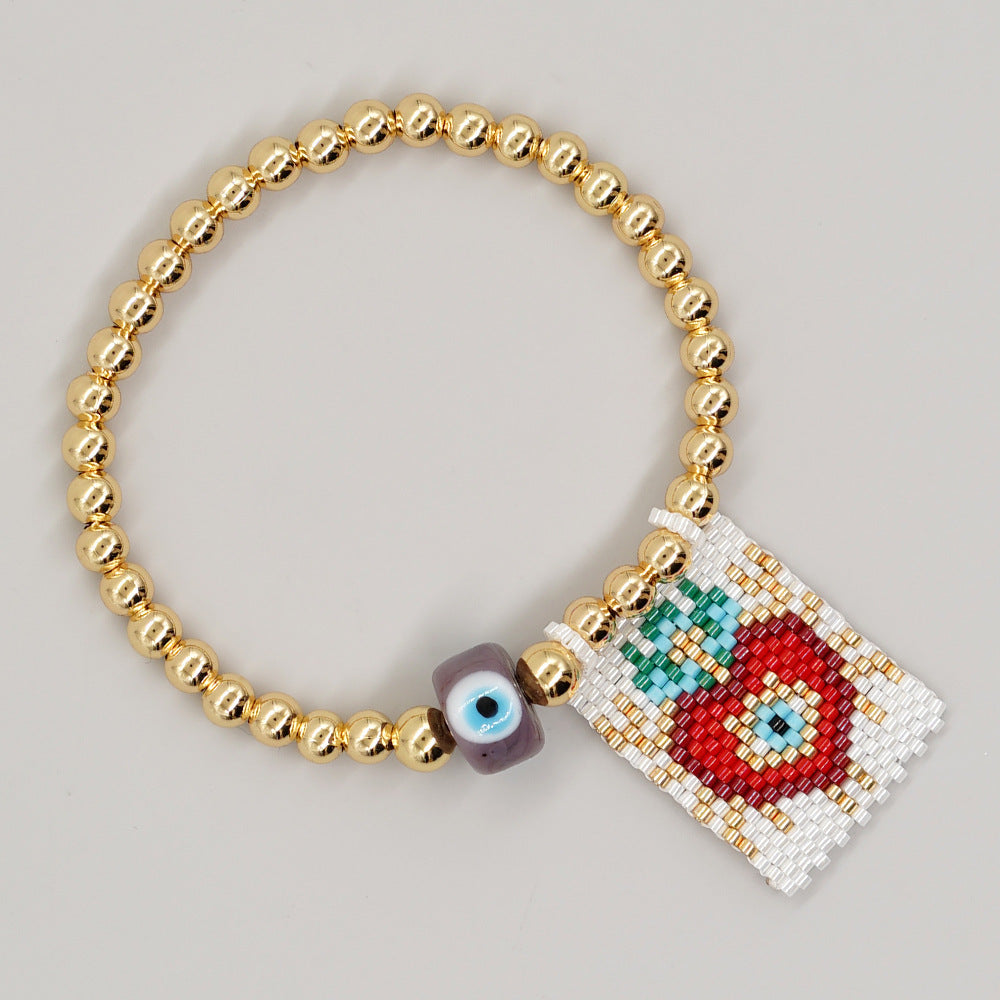Bracelet de perles yeux du diable tissé à la main