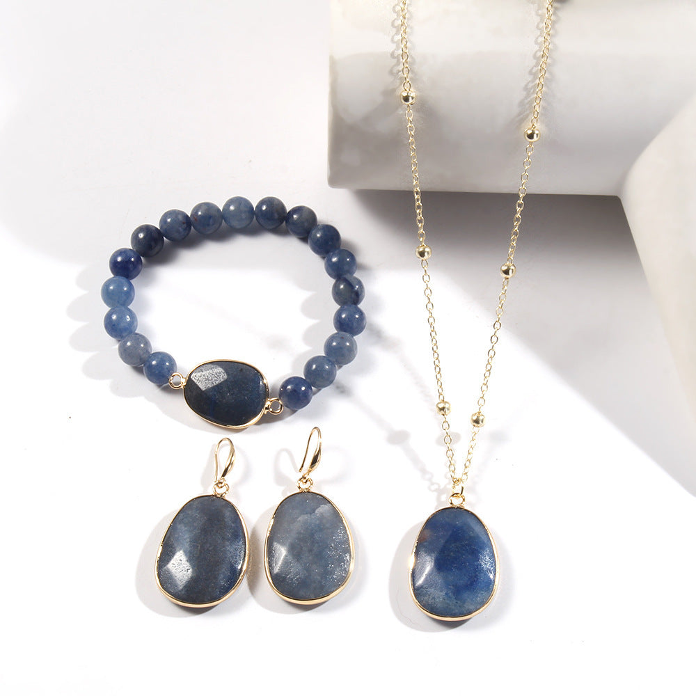 Ensemble de bijoux, collier, bracelet et boucles d'oreilles en pierre naturelle