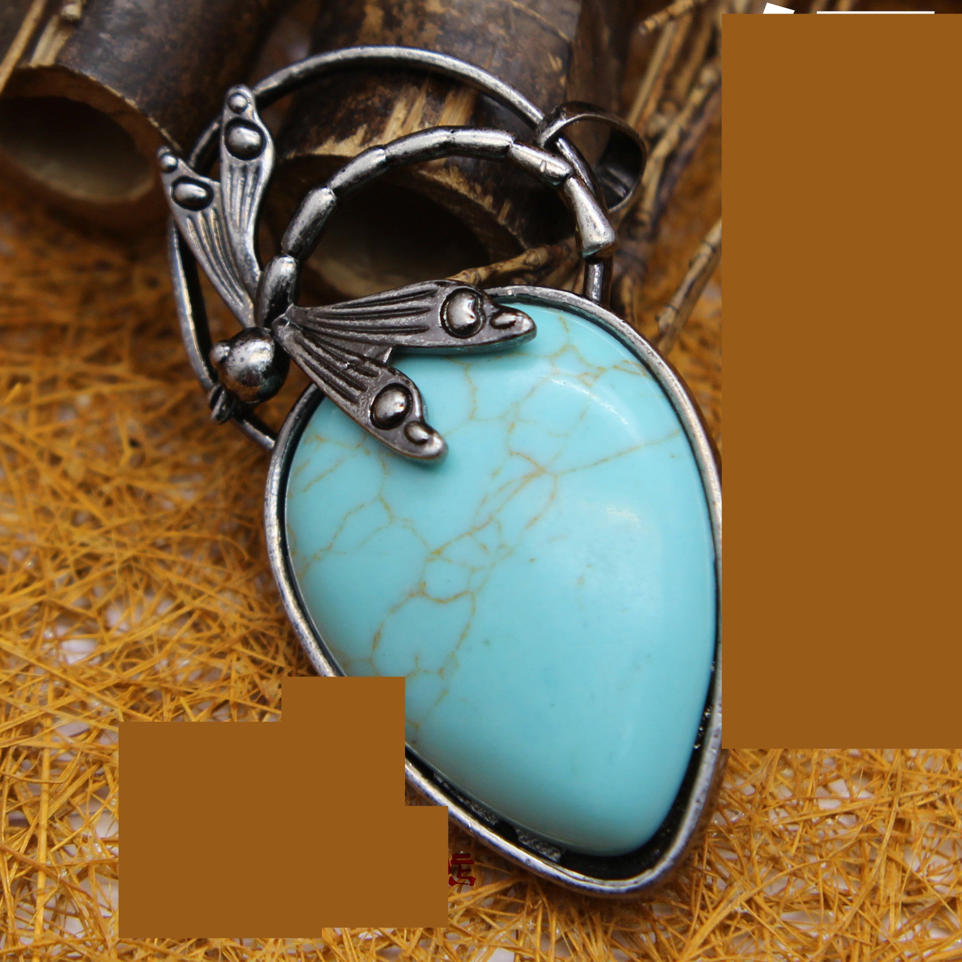 Nouveau pendentif en lapis-lazuli en forme de goutte d'eau rétro