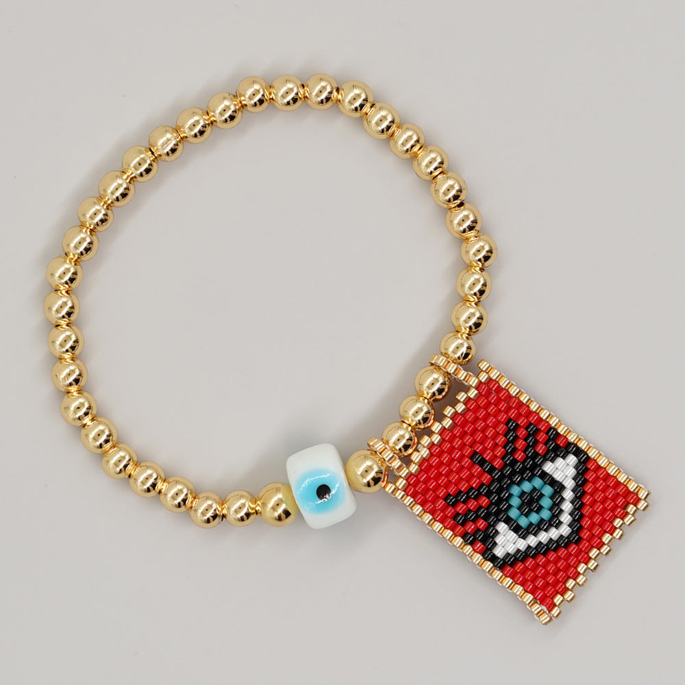 Bracelet de perles yeux du diable tissé à la main
