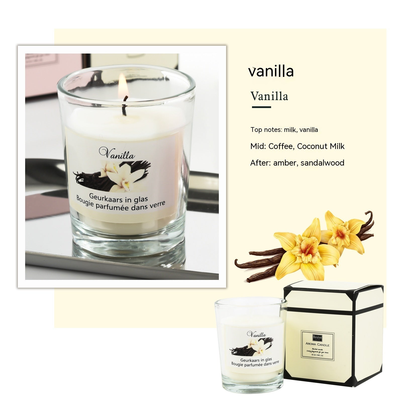 Bougies végétales en verre aromathérapie parfum romantique