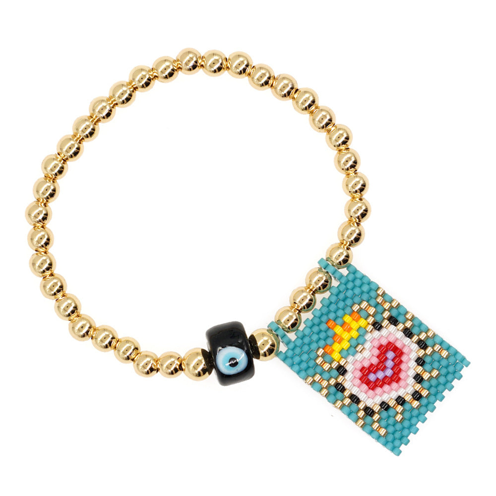 Bracelet de perles yeux du diable tissé à la main