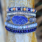Bracelet tressé en pierre de lapis-lazuli naturelle