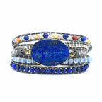 Bracelet tressé en pierre de lapis-lazuli naturelle