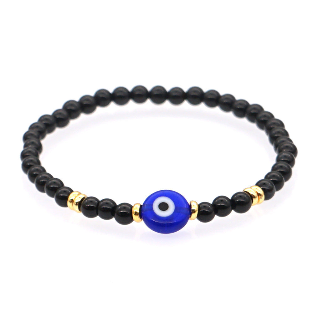 Bracelet Oeil Vert En Pierre Naturelle Perlee, Bijou Turc Mauvais Oeil Pour Couple, Femmes Et Hommes,