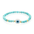 Bracelet Oeil Vert En Pierre Naturelle Perlee, Bijou Turc Mauvais Oeil Pour Couple, Femmes Et Hommes,