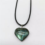 Collier pendentif en pierre de lune naturelle labradorite, cœur d'amour, océan
