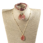 Ensemble de bijoux, collier, bracelet et boucles d'oreilles en pierre naturelle