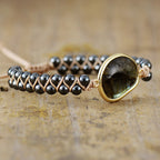 Bracelet de perles bohèmes doublement tressées en labradorite