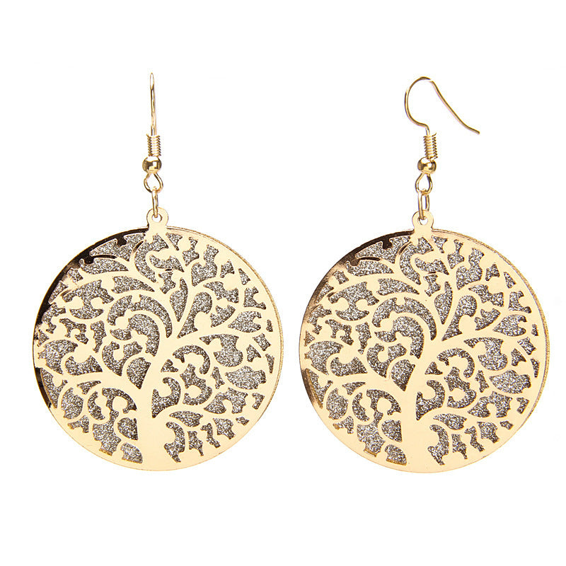 Boucle d'oreille arbre de vie sculptée