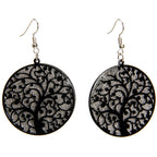 Boucle d'oreille arbre de vie sculptée