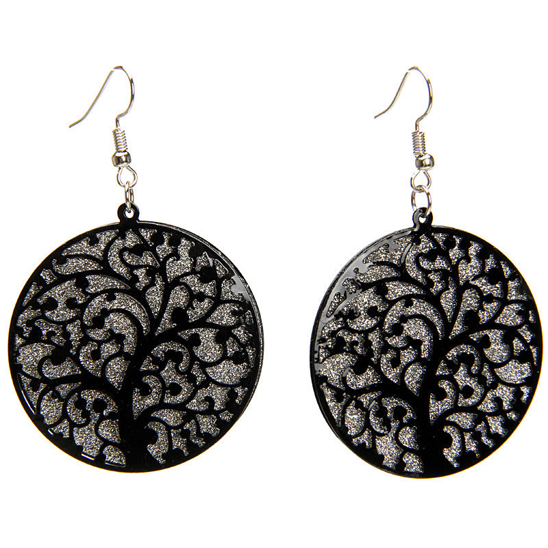 Boucle d'oreille arbre de vie sculptée