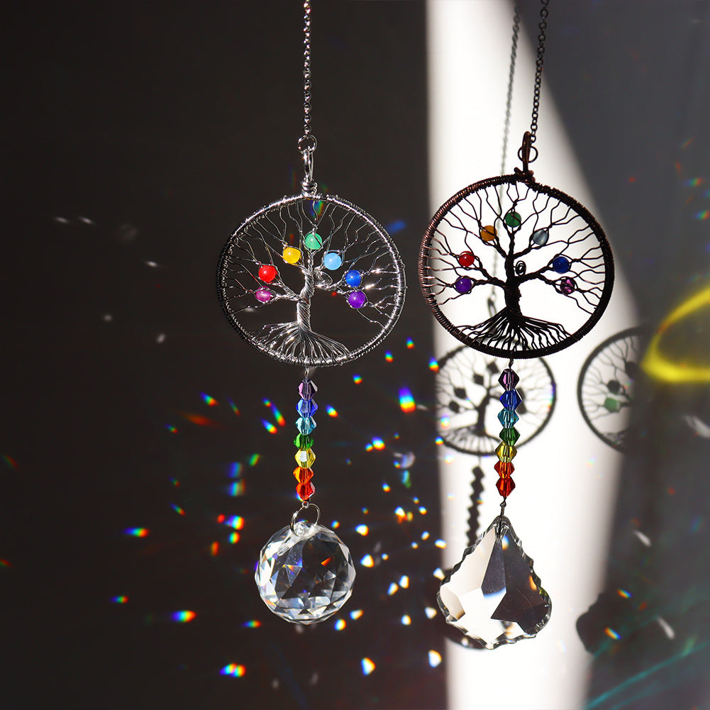 Attrape soleil en cristal arbre de vie coloré