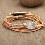 Bracelet en fil de cire tissé à la main avec plusieurs cercles en labradorite