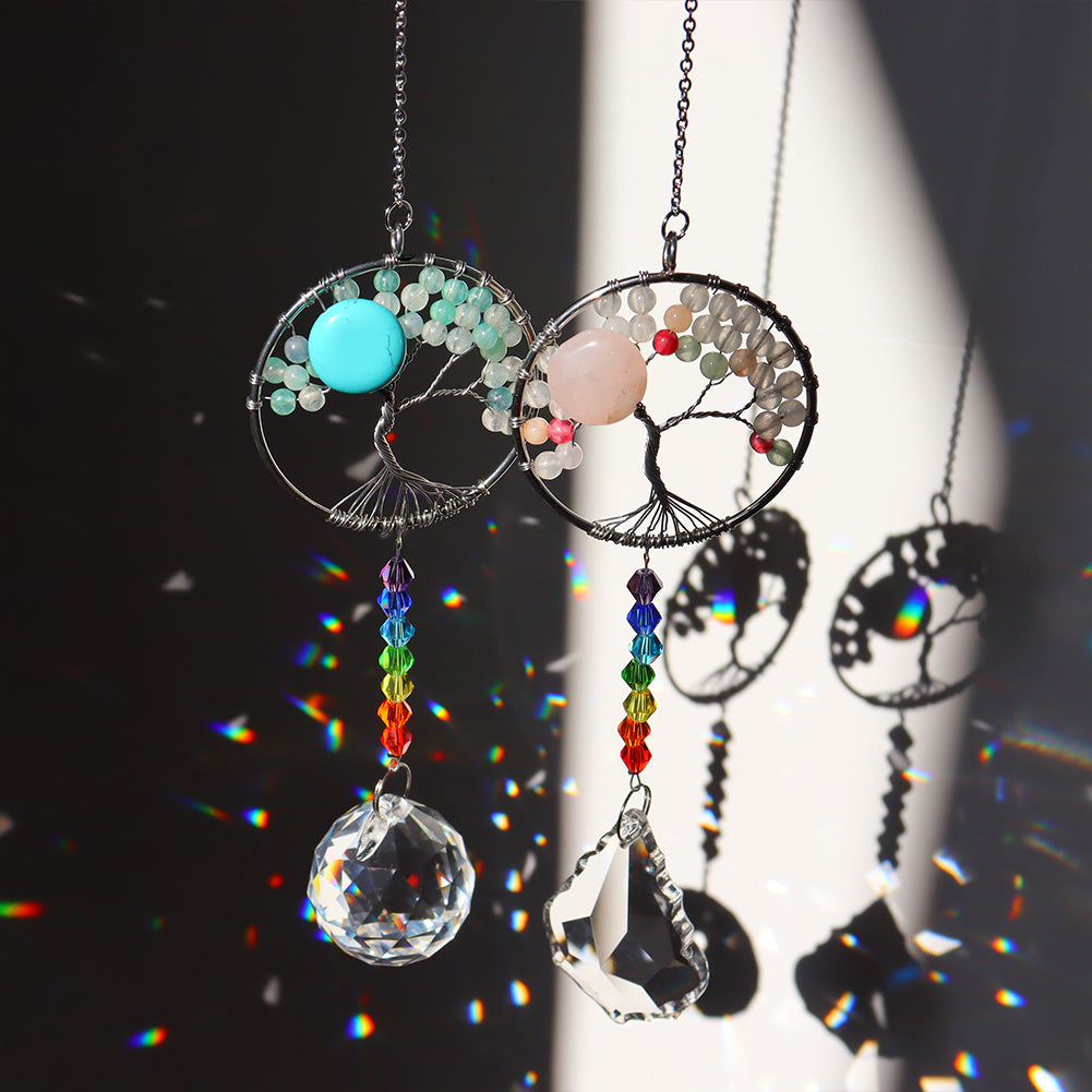 Attrape soleil en cristal arbre de vie coloré