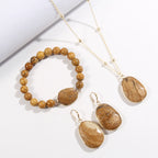 Ensemble de bijoux, collier, bracelet et boucles d'oreilles en pierre naturelle