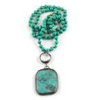 Collier pour femme en pierres naturelles mélangées de 8 mm, style ethnique vintage